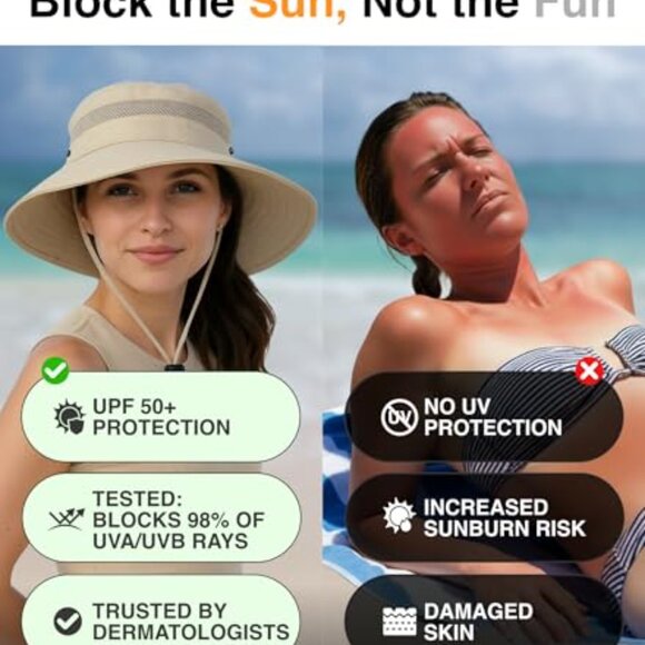Safari Hat UPF 50+ Sun Protection Adjustable Drawcord Fishing Gardening Hiking main image 6